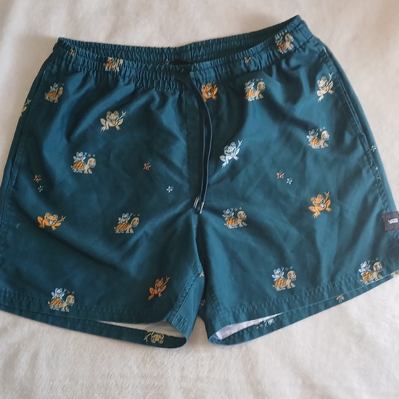 Men's Teal Swim Shorts with Turtle Print - Picture 3 of 6